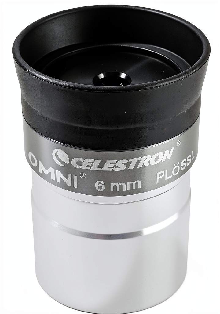 Celestron eyepiece mounted on a telescope during night observation