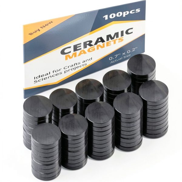 Industrial Ceramic Disc Magnet Set 100-piece 0.7x0.2 inch Duty Toucan-1